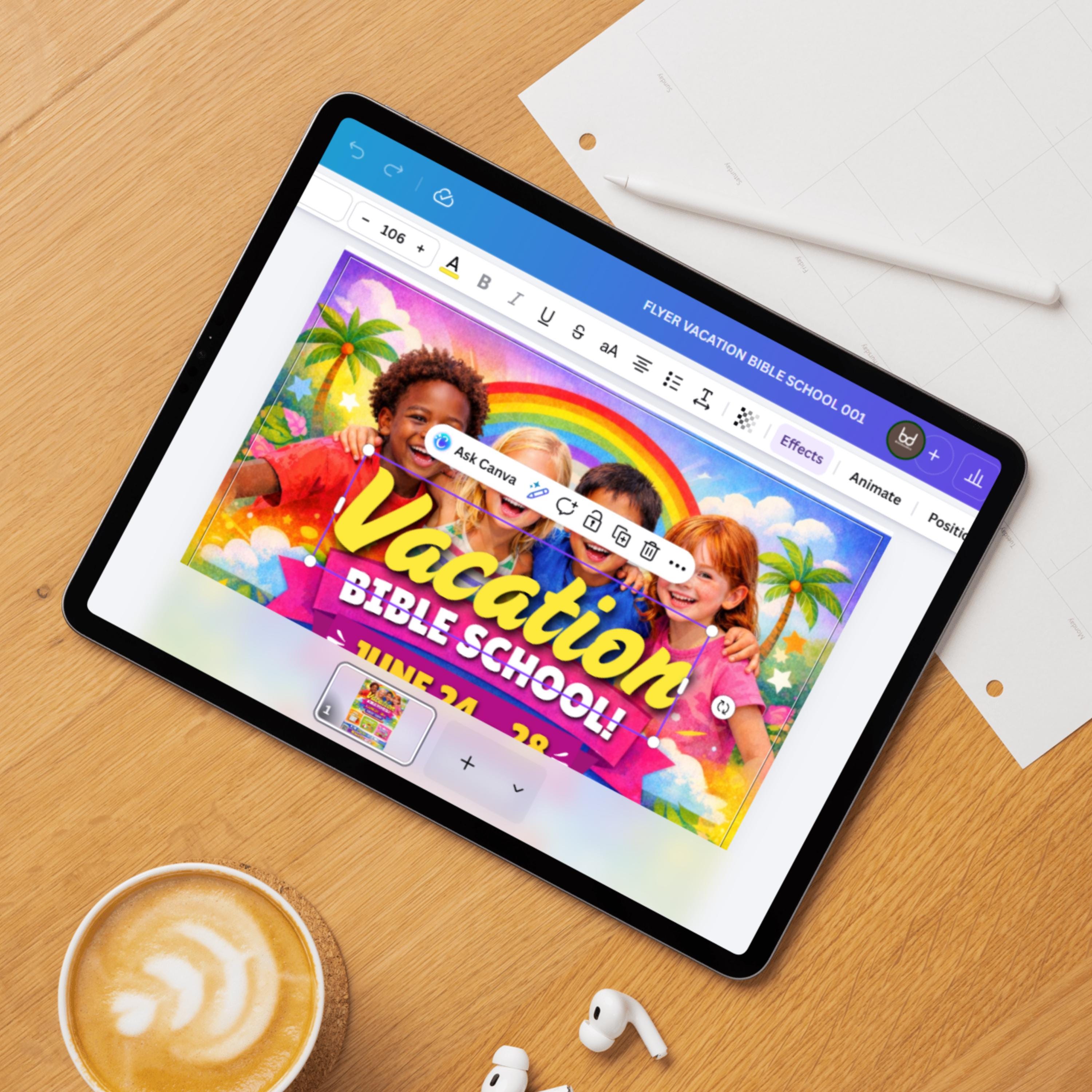 Vbs Layout Editable Flyer Vacation Bible School, VBS Flyer Template Canva, VBS Invite Flyer ...