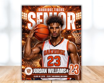 Senior Night Basketball Flyer Template, Basketball Spotlight Poster Template, Basketball Game Day Template, Senior Night Sports Poster Canva