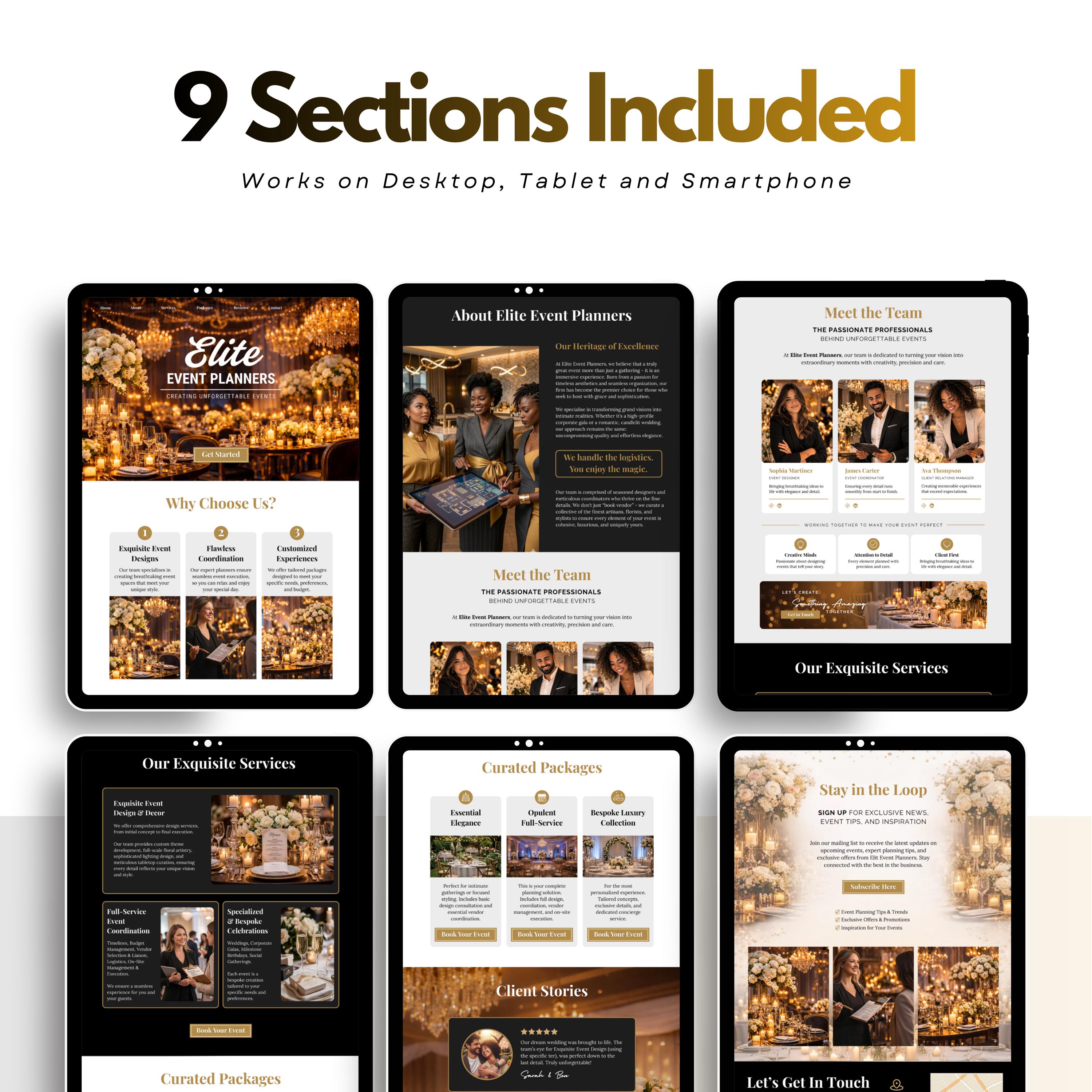 Party Planner Website Template, Event Planner Website Canva, Wedding ...