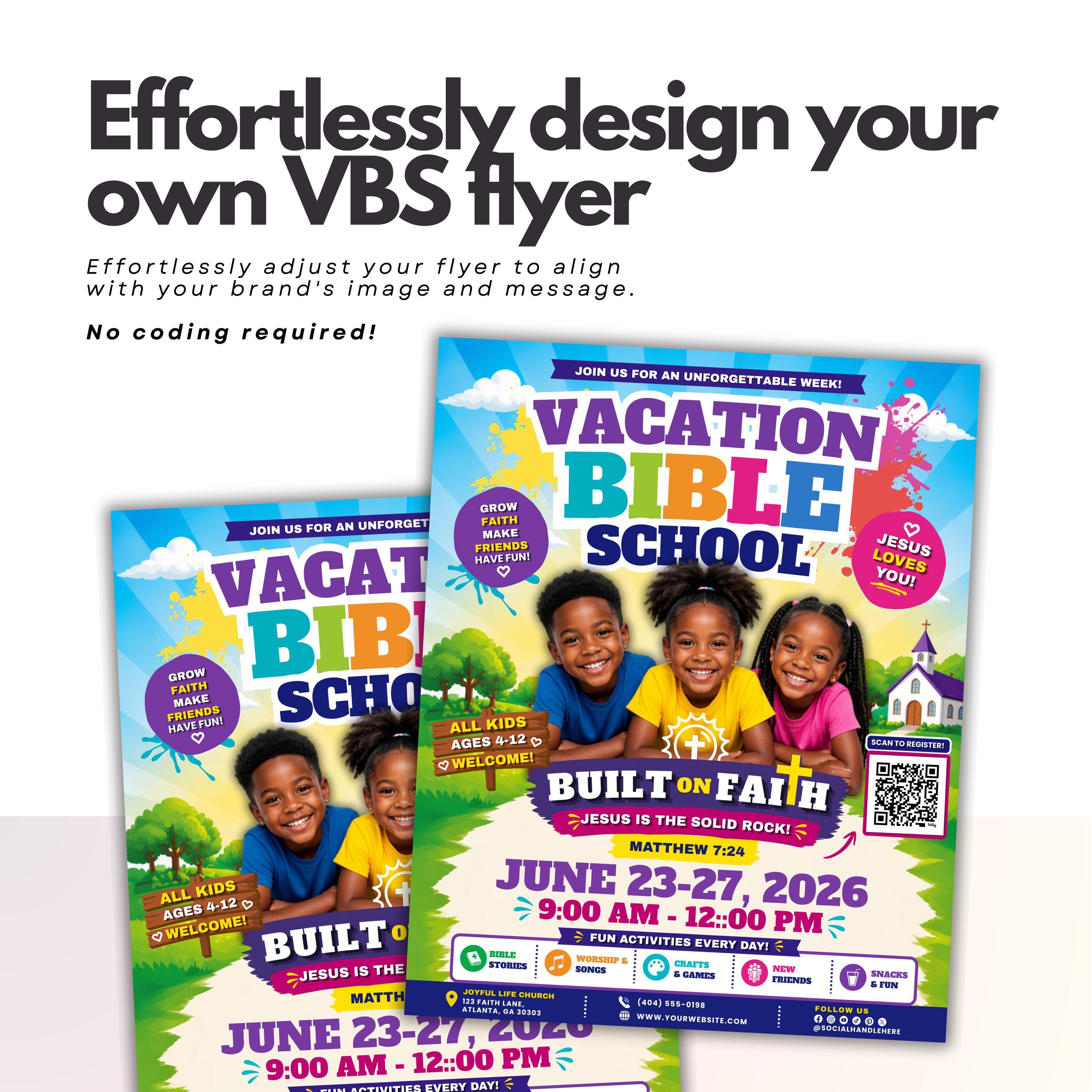 Vbs Layout Editable Flyer Vacation Bible School, VBS Flyer Template Canva, VBS Invite Flyer ...