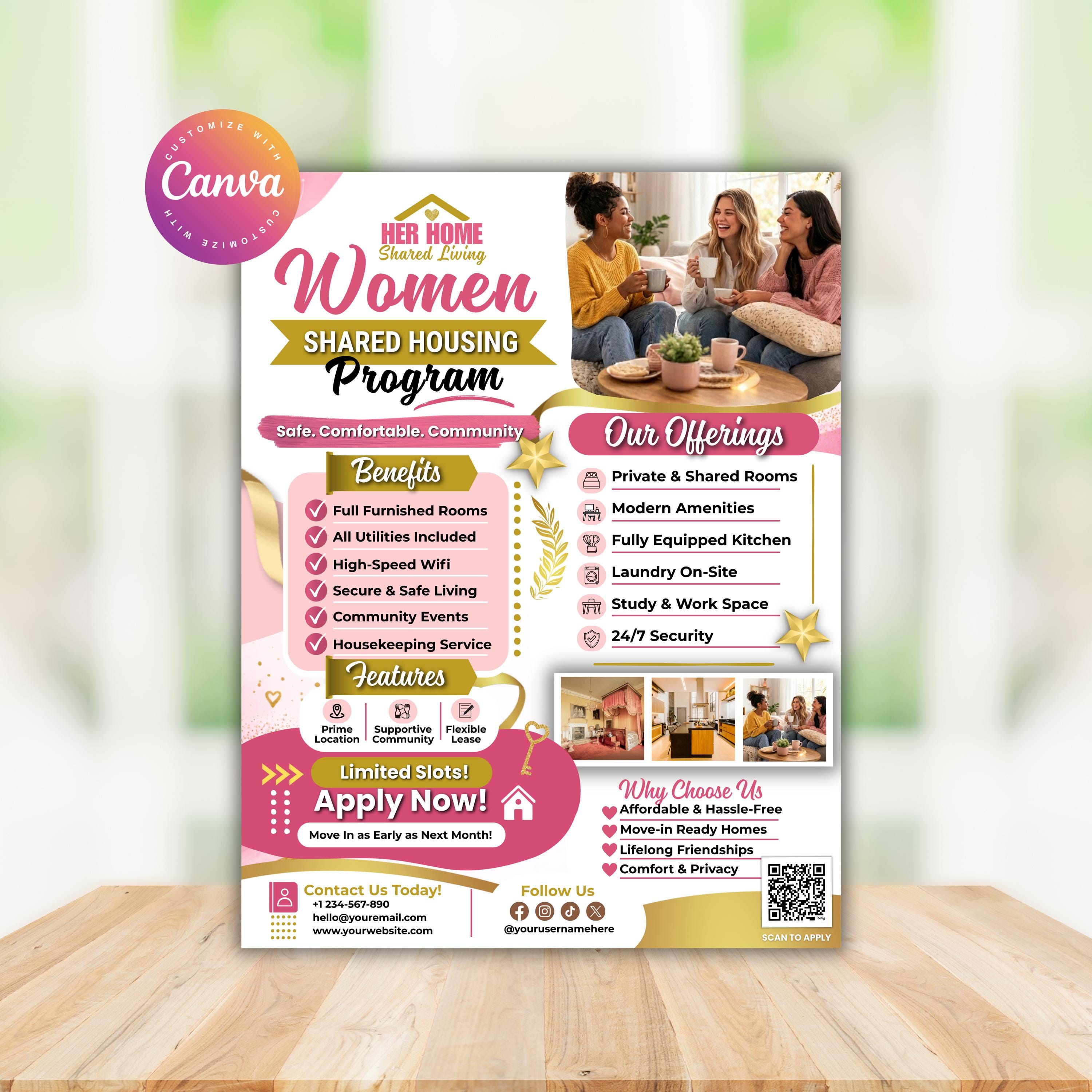 Shared Housing Program Women Shared Housing Program Flyer, Sober Living Home Flyer Canva ...