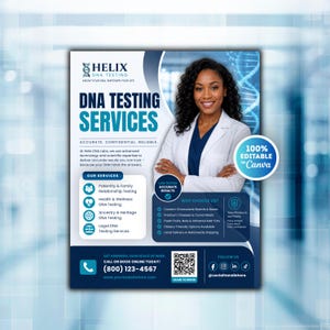 Mobile DNA Testing Service Flyer Template Canva, Medical DNA Lab Service Flyer, Paternity Test Flyer, Diagnostic Lab Flyer Mobile Healthcare