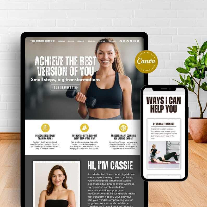 Photo inspiration: Visual Reference: Fitness Coach Website Template Canva Fitness Trainer Website Personal