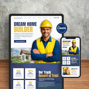 Canva Website Template: Home Builder, Contractor Landing Page (Digital Download)