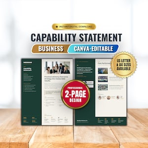 Editable Capability Statement Template Green & Ochre  | Company Profile Design for Consultants & Contractors | Canva Business Template | US Letter A4

capability statement
company profile
capability canva
capability design
consultant template
contractor template
Federal government
rfp proposal
capability template
GovernmentCapability
capability doc
Federal capability
professional profile