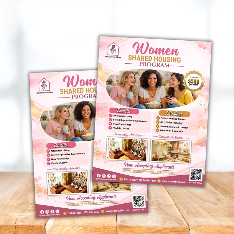 Shared Housing Program Women Shared Housing Program Marketing Flyer, Sober Living Home Flyer ...