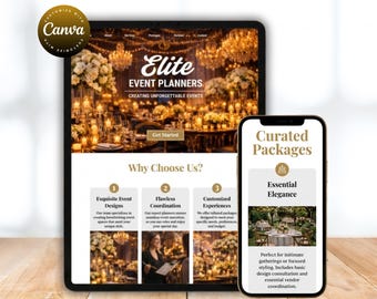 Party Planner Website Template, Event Planner Website Canva, Wedding Planner Website Template Canva, Event Organizer Party Planning Business