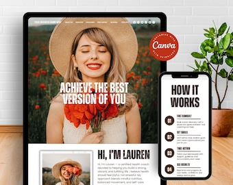 Health Coach Website Template, Wellness Website Template Canva, Holistic Website Template for Health Coach, Nutritionists, Holistic Coaches