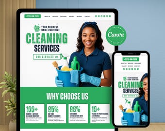 Cleaning Company Website, Professional Cleaning Business Website Template, Cleaner Website Template, Commercial Cleaning Landing Page Design