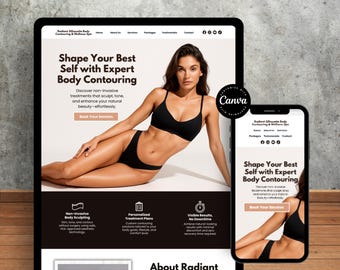 Body Sculpting Website Template, Body Contouring Canva Website for Non-Invasive Fat Reduction, Fat Loss Treatment, Medspa Website Template
