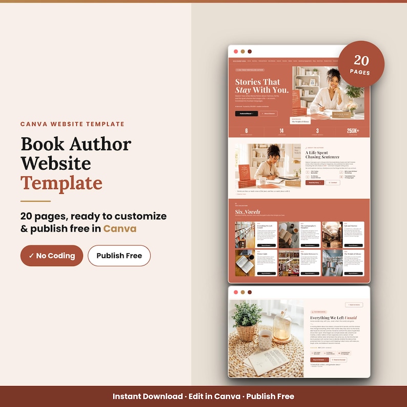 Book Author Website Canva Template, One-Page Done For You Website, Book Launch Template for Author Marketing Author Branding, Writer Website

book author website
author website
CanvaWebsiteTemplate
one page website
done for you website
author media kit
book launch template
writer website
Website Template
Sales Page Template
Website Banner