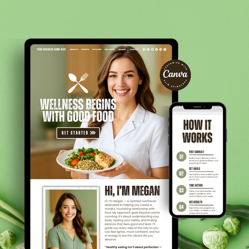 Nutrition Coach Website and Landing Page, Nutrition Website, One-page ...
