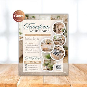 Home Organizer Flyer, Professional Organizer Flyer, Declutter Service Flyer, Closet Organizer Flyer Template Organizing Business Flyer Canva