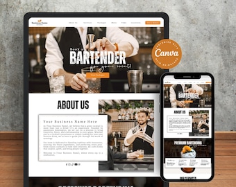 Bartender Website Template: Mobile Bar Canva Sales Page