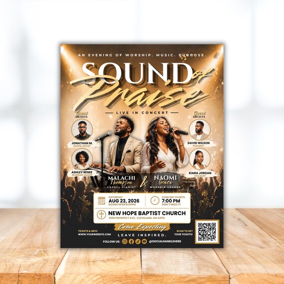 Church Music Concert Flyer, Sunday Service Flyer Invitation, Gospel Concert Flyer Canva, Prayer Conference Prayer Meeting Flyer Template