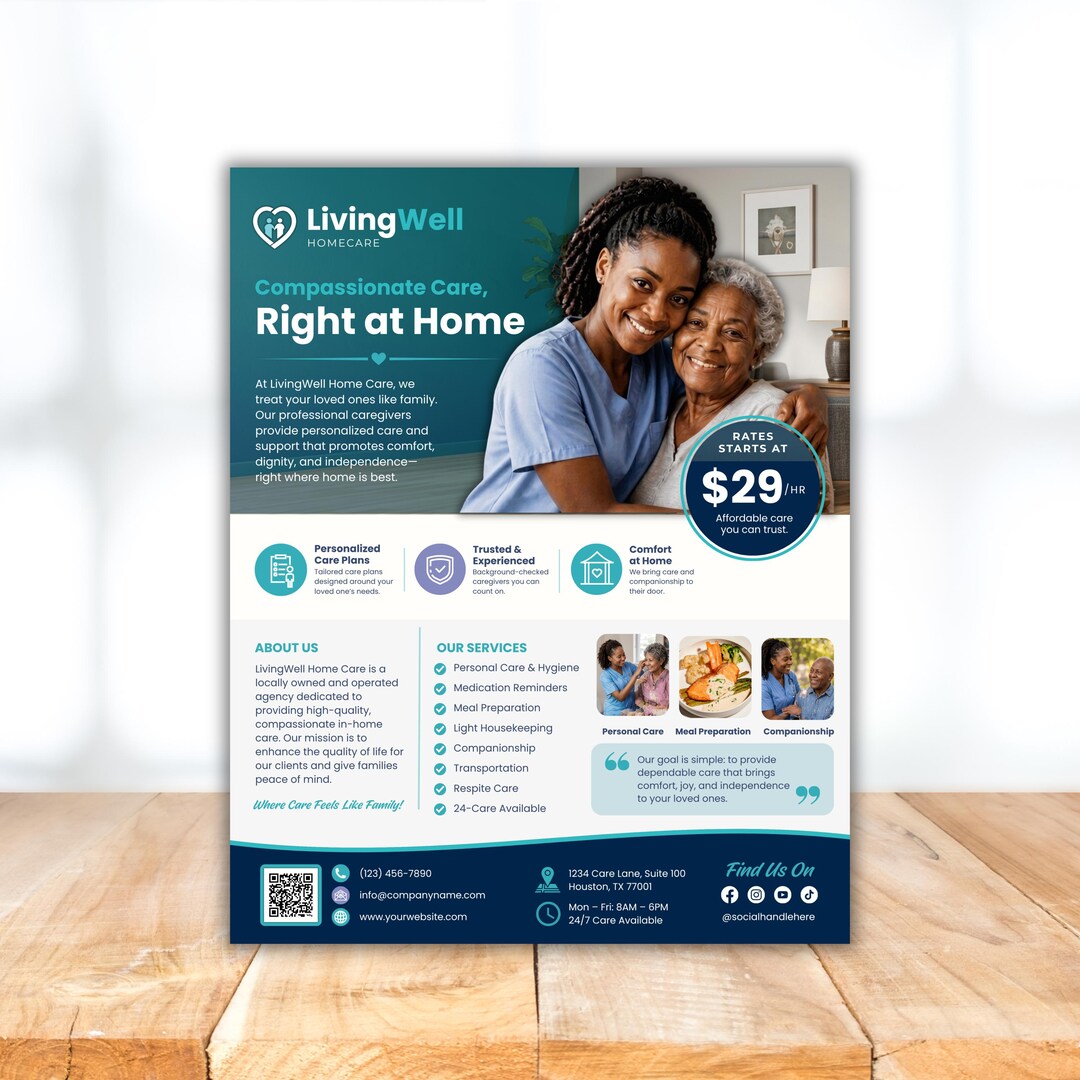 Homecare Flyer Template, Home Health Care Flyer for Home Care Business ...