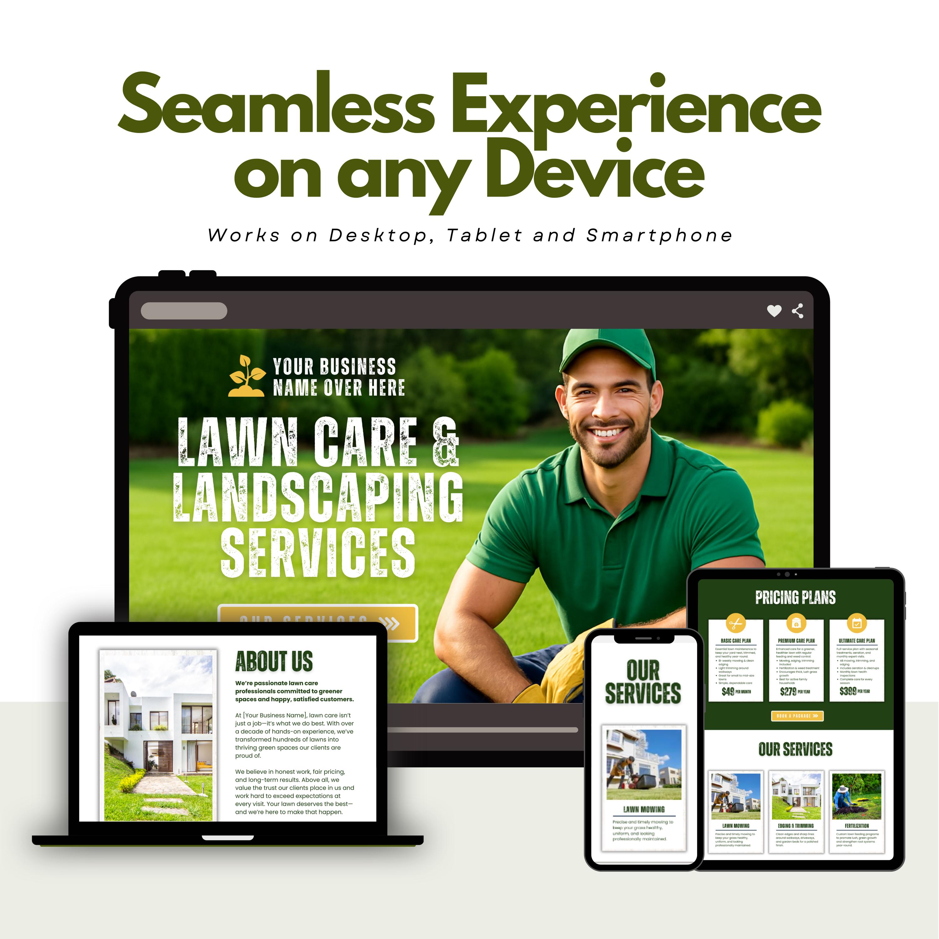 Lawn Care Website Template Canva, Tree Service Website, Landscaping
