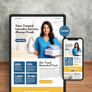 Modelo de site de serviço de lavanderia para coleta e entrega, serviço de lavagem e dobra de roupas, lavanderia, lavanderia comercial e Airbnb