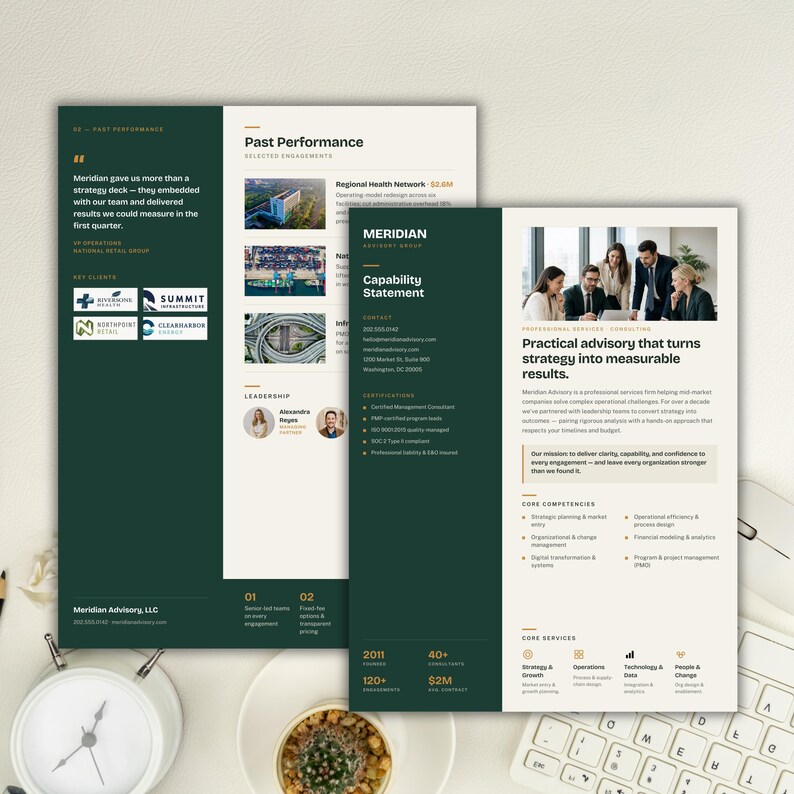 Editable Capability Statement Template Green & Ochre  | Company Profile Design for Consultants & Contractors | Canva Business Template | US Letter A4

capability statement
company profile
capability canva
capability design
consultant template
contractor template
Federal government
rfp proposal
capability template
GovernmentCapability
capability doc
Federal capability
professional profile
