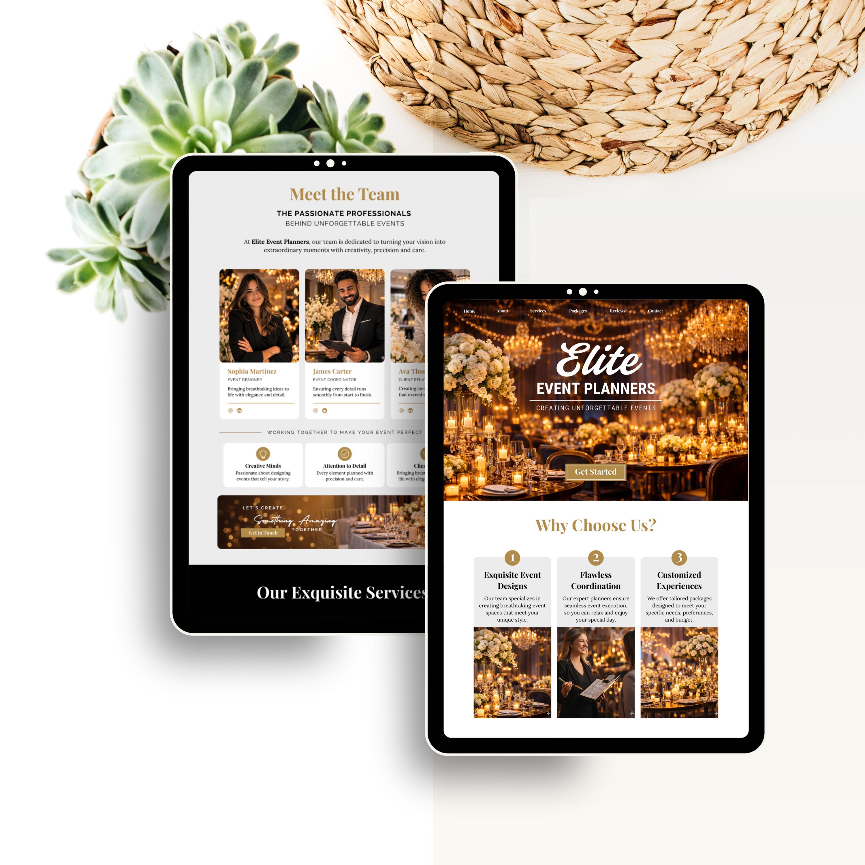 Party Planner Website Template, Event Planner Website Canva, Wedding ...