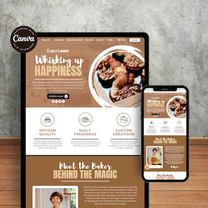 Plantilla de Canva para sitio web de panadería: Diseño de página de ventas editable