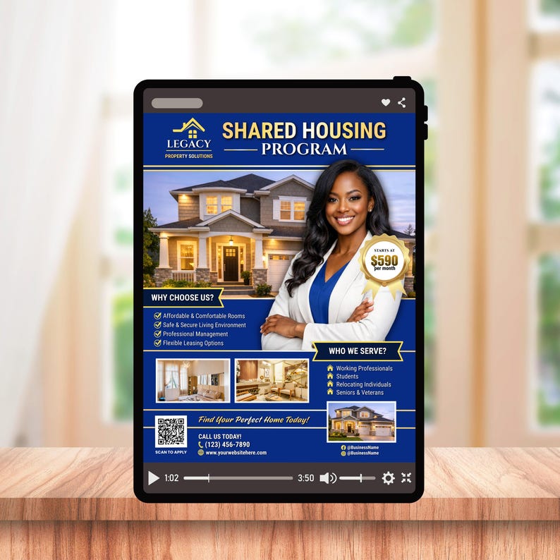 Shared Housing Program Shared Housing Program Flyer Royal Blue, Sober Living Home Flyer ...