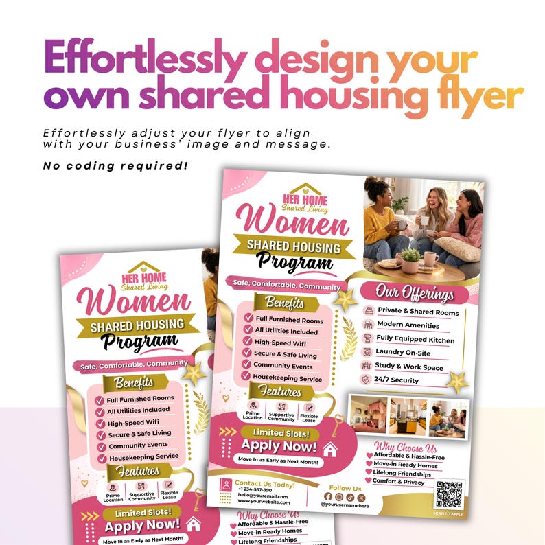 Shared Housing Program Women Shared Housing Program Flyer, Sober Living Home Flyer Canva ...