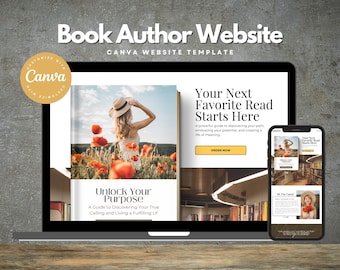 Modello Canva per sito web dell'autore: presentazione del libro, design in una pagina (download digitale)