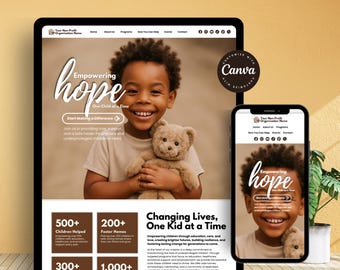 Non Profit Website Kids, Charity Website Template Canva, Kids Fundraising Website, Nonprofit Landing Page, Non Profit Organization Template