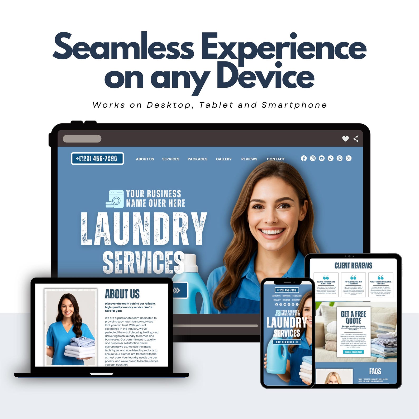 Laundry Website Canva Template for Pick up and Delivery, Wash and Fold ...
