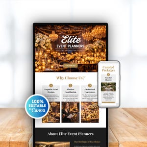 パーティープランナーウェブサイトテンプレート、イベントプランナーウェブサイトCanva、ウェディングプランナーウェブサイトテンプレートCanva、イベントオーガナイザーパーティー企画ビジネス