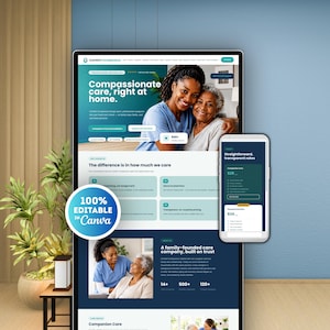 Home Care Website Canva, Home Care Site Template, Home Health Care Website for Home Care Business, Caregiver, Elderly Care Website Template