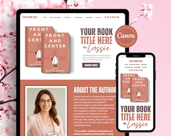 Book Author Website Canva Template, One-Page Done For You Website, Book Launch Template for Author Marketing Author Branding, Writer Website