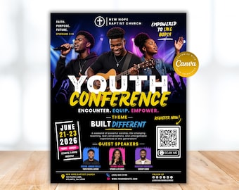 Youth Conference Flyer Canva Template, Youth Group Flyer, Youth Event Poster Template, Youth Retreat Flyer Youth Leadership Conference Flyer