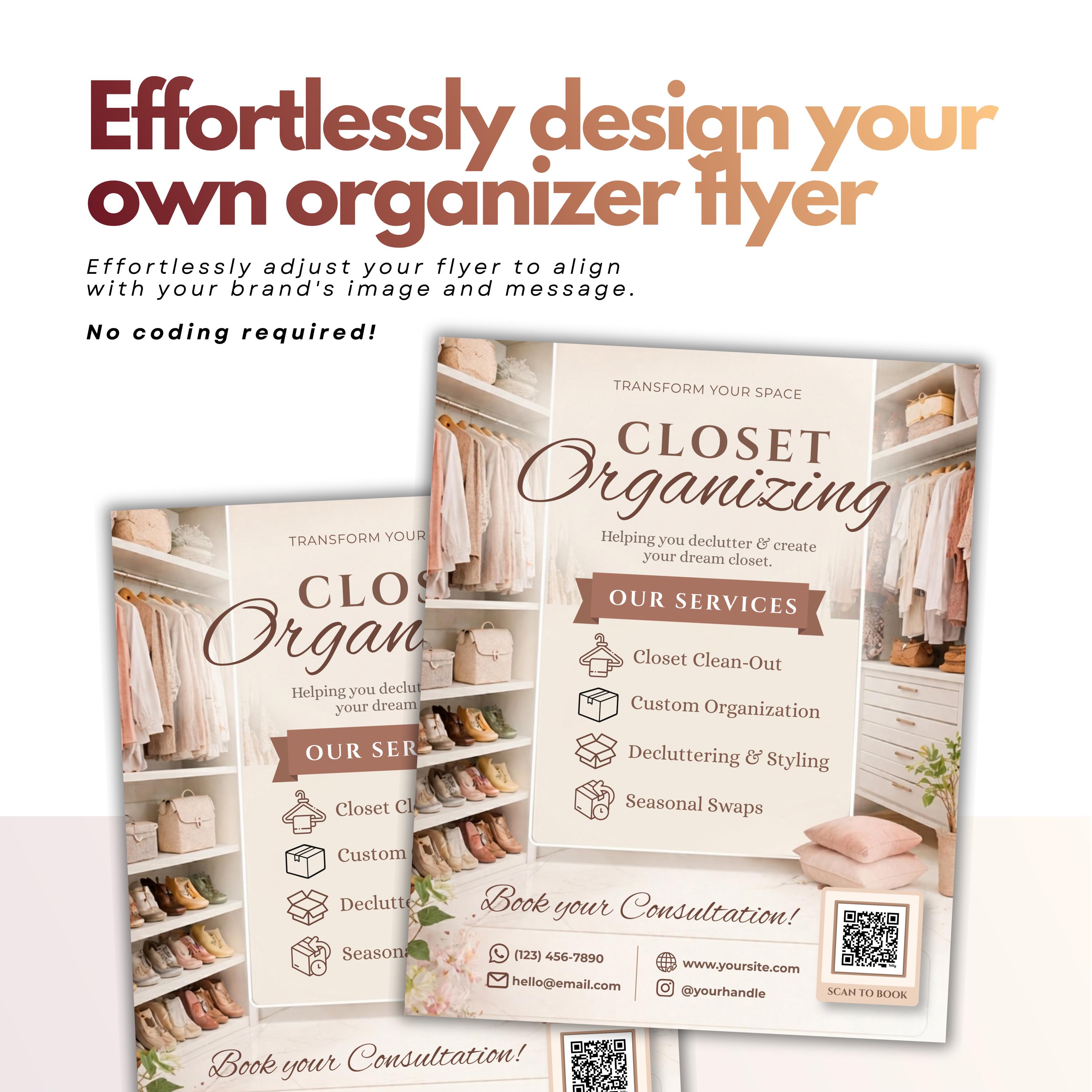 Closet Organizer Flyer, Professional Organizer Flyer Canva Template ...
