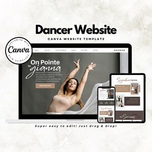 Modelo de site para dançarinos Canva, design de site para estúdio de dança, site de uma página, página de vendas, página de destino para treinadores de dança e escolas de dança