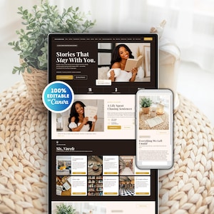Book Author Website Template Canva, Book Launch Template for Author Marketing Author Branding, Writer Website, Multi-Page Author Website