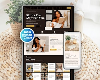 Book Author Website Template Canva, Book Launch Template for Author Marketing Author Branding, Writer Website, Multi-Page Author Website