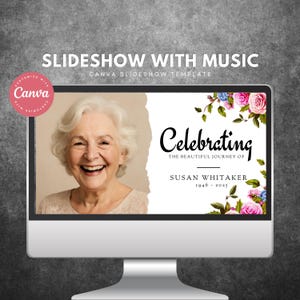 Funeral Slideshow Template Canva, Celebration of Life Slide Show Template Digital, Memorial Video Slideshow Template for Funeral Display