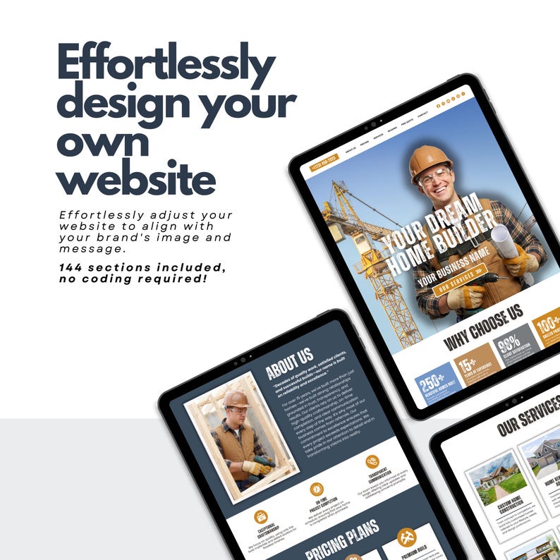 Home Builder Website Template Canva for Contractors, Construction ...