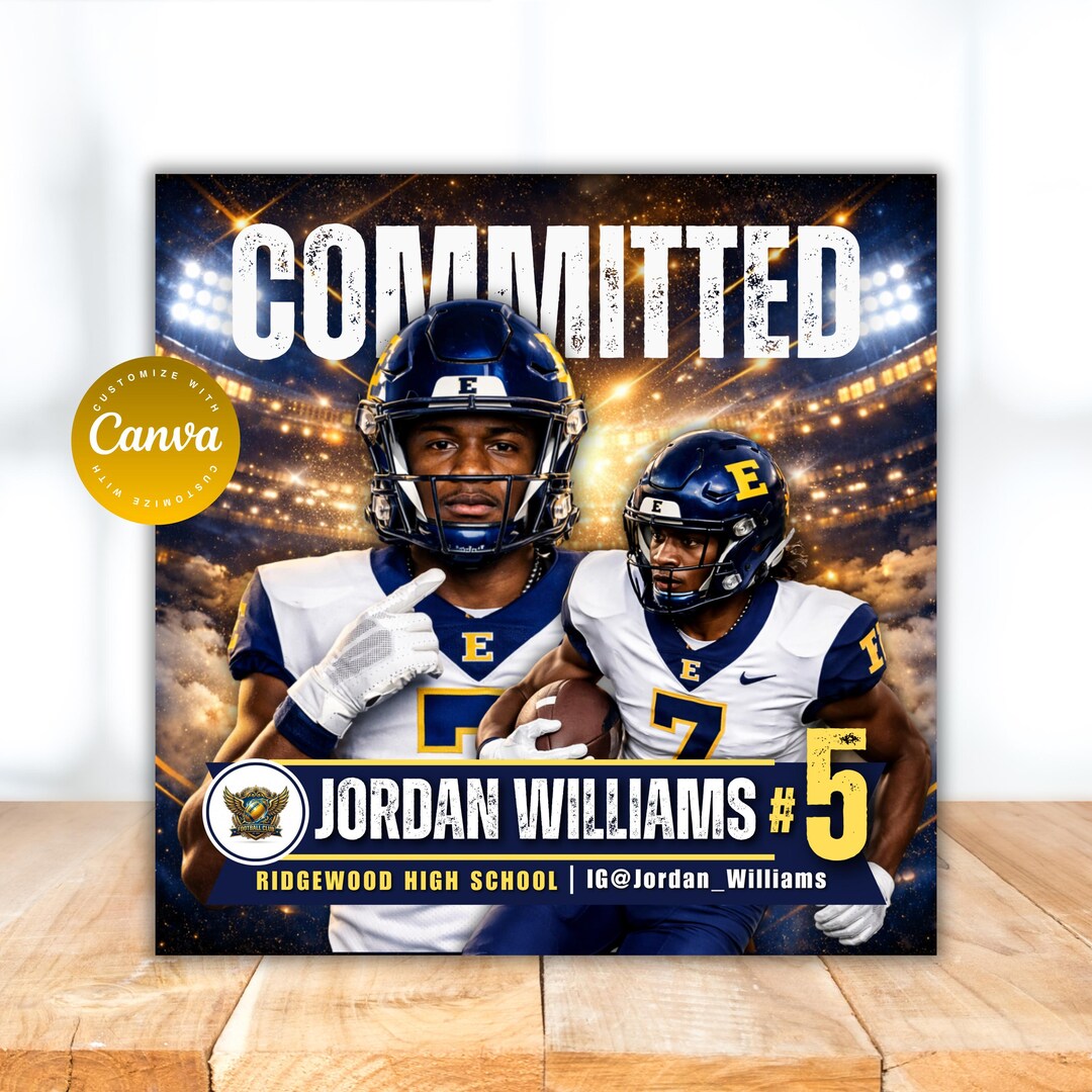 Football Commitment Template Canva, Football Commitment Flyer 2026 ...