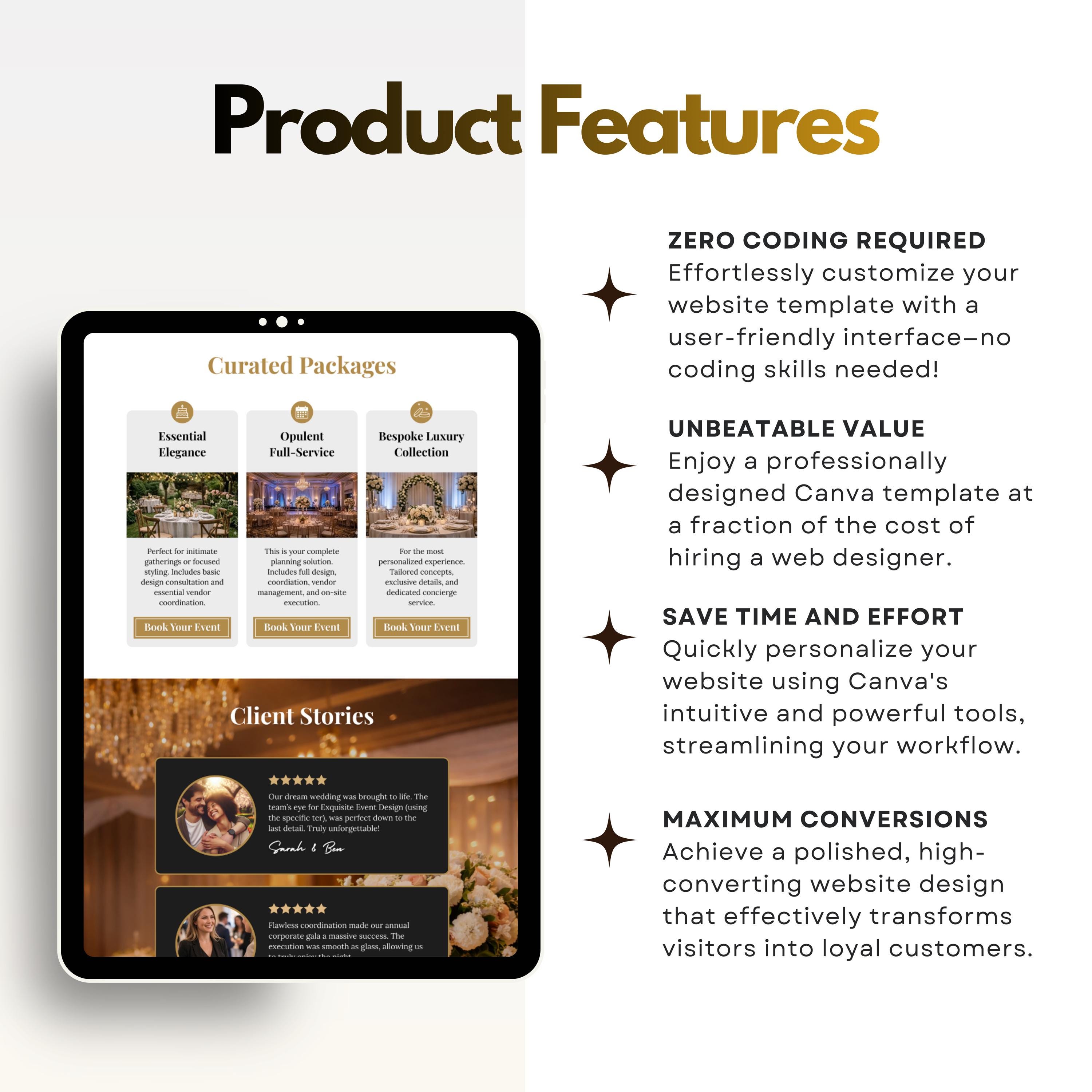 Party Planner Website Template, Event Planner Website Canva, Wedding ...