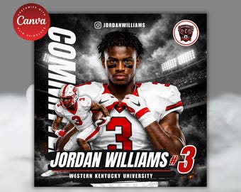 Football Commitment Canva Template, Football Commitment Flyer 2026, Football Committed Poster Printable, Sports Commitment Flyer, Editable