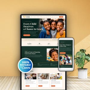 非営利団体向けウェブサイト（子供向け）、チャリティウェブサイトテンプレート（Canva）、子供向け募金ウェブサイト、非営利団体向けランディングページ、非営利団体向けテンプレート