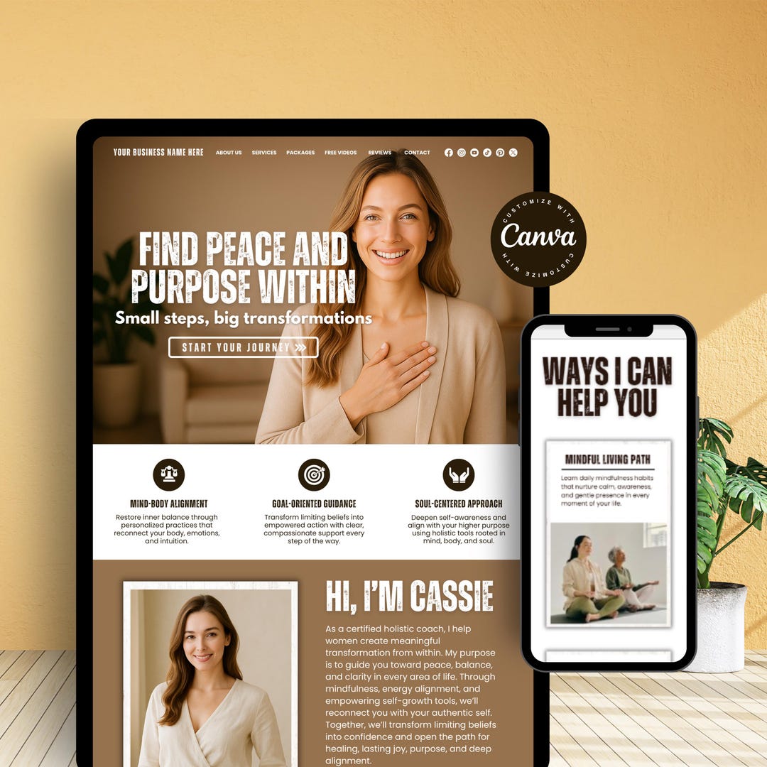 Holistic Coach Website Template, Life Coach Website Template Canva ...