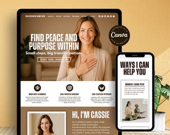 Holistic Coach Website Template, Life Coach Website Template Canva, Therapist Website Template for Wellness Coach, Mental Health Mindfulness