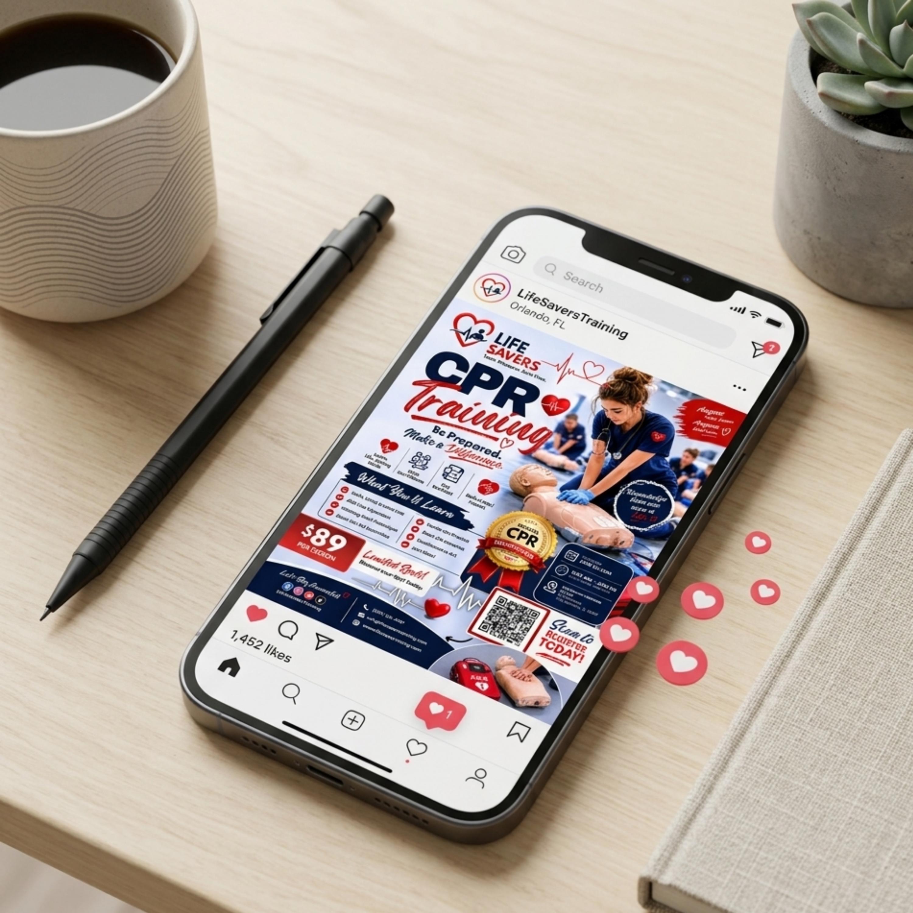 CPR Training Flyer Template, CPR Class Flyer, First Aid Training Flyer ...