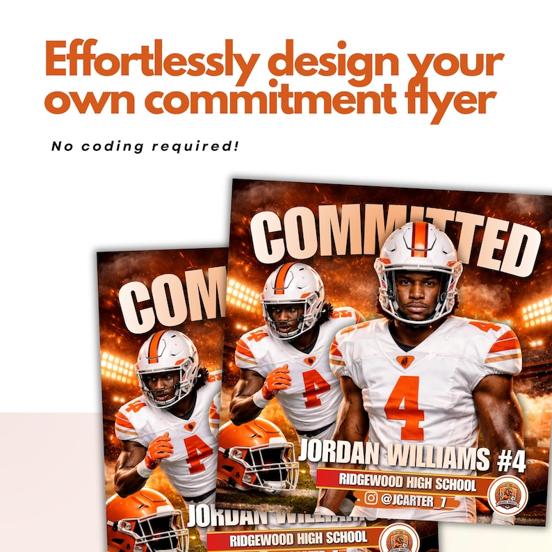 Football Commitment Template Canva, Football Commitment Flyer 2026 ...