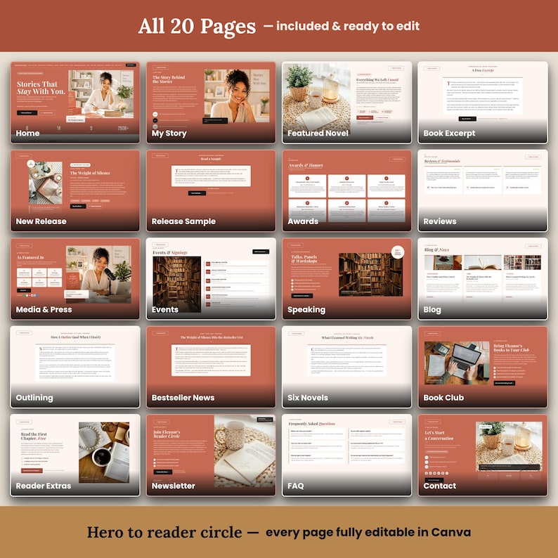 Book Author Website Canva Template, One-Page Done For You Website, Book Launch Template for Author Marketing Author Branding, Writer Website

book author website
author website
CanvaWebsiteTemplate
one page website
done for you website
author media kit
book launch template
writer website
Website Template
Sales Page Template
Website Banner
