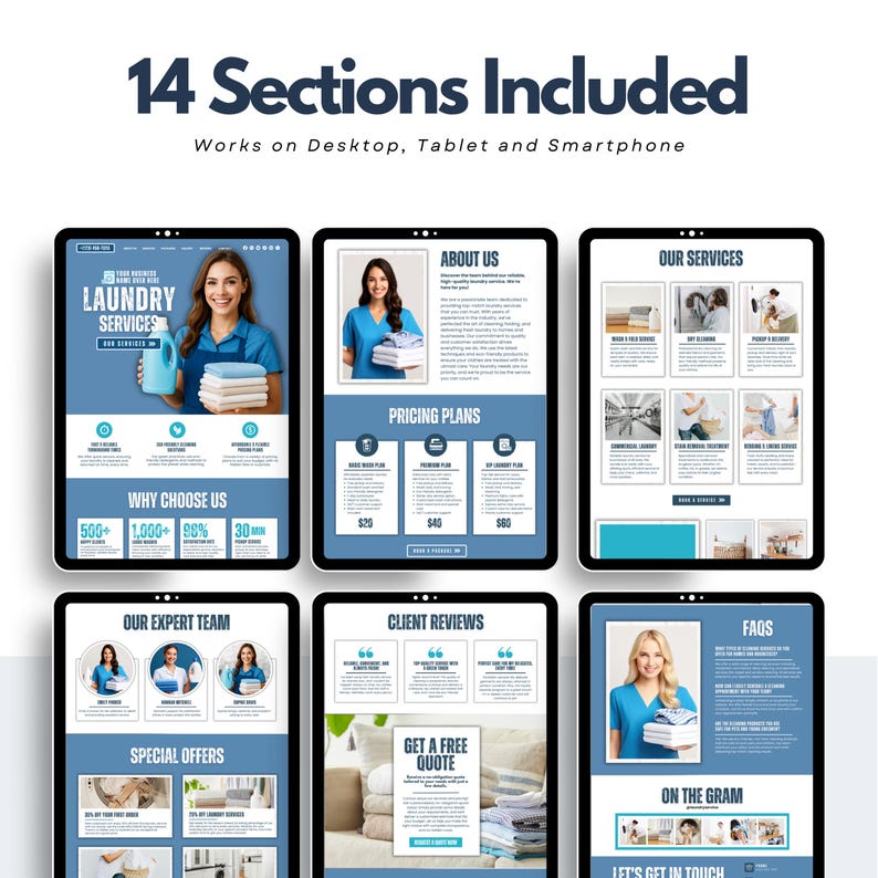 Laundry Website Canva Template for Pick up and Delivery, Wash and Fold ...